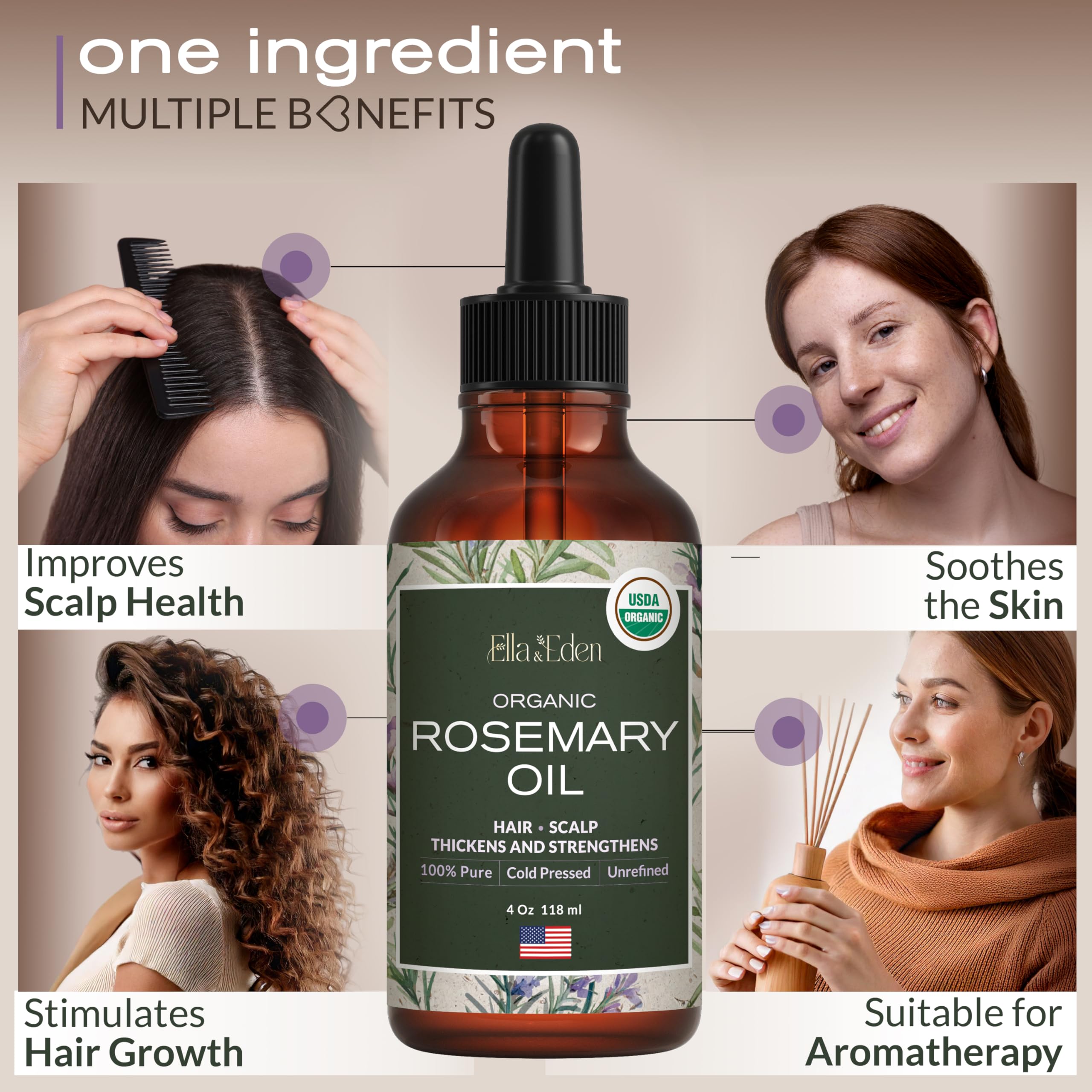 Hexane-free rosemary oil suitable for scalp massage and hair care routines.