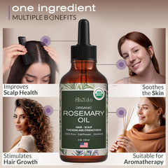 Hexane-free rosemary oil suitable for scalp massage and hair care routines.