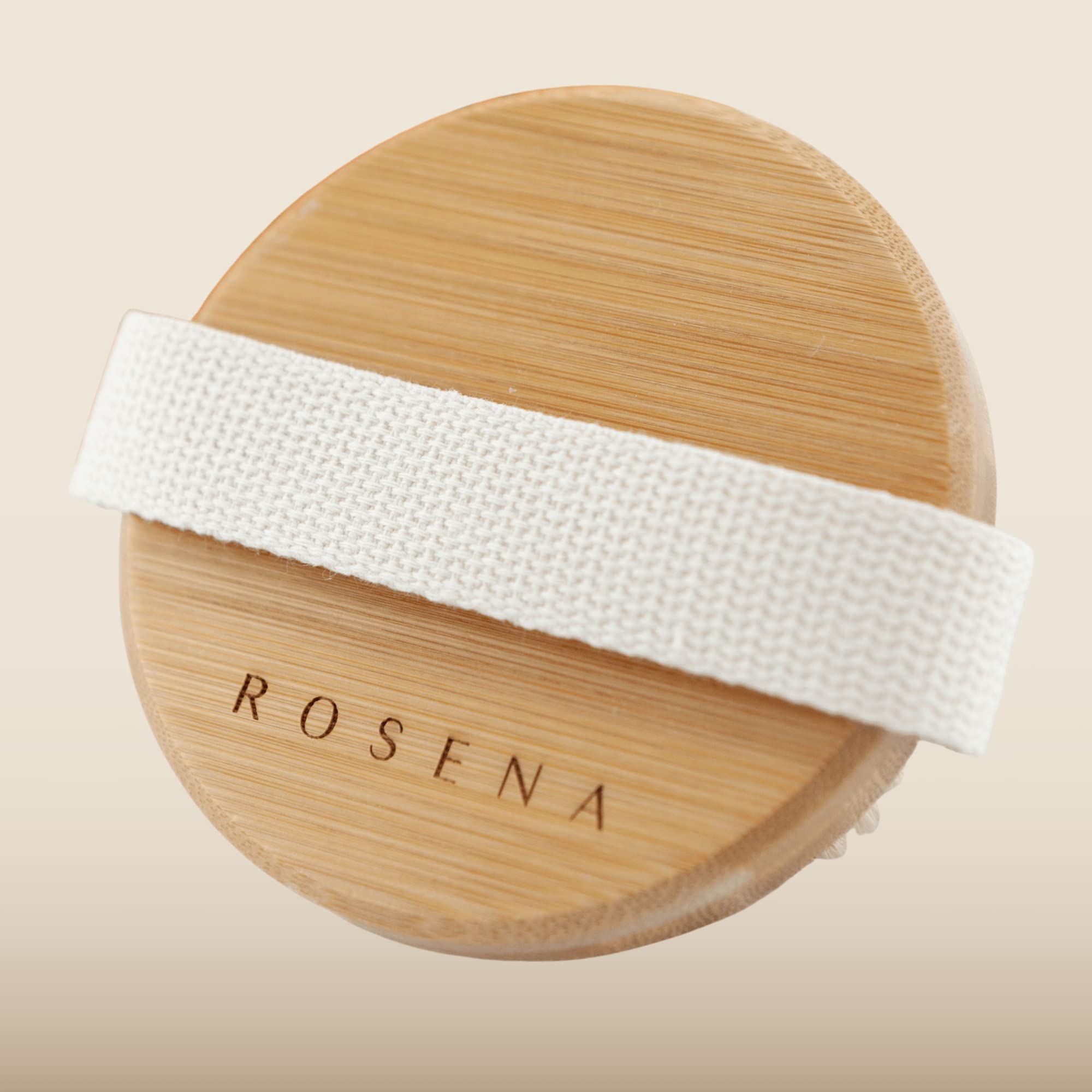 Rosena Dry Brushing Body Brush supports lymphatic drainage with strap-guided brushing.