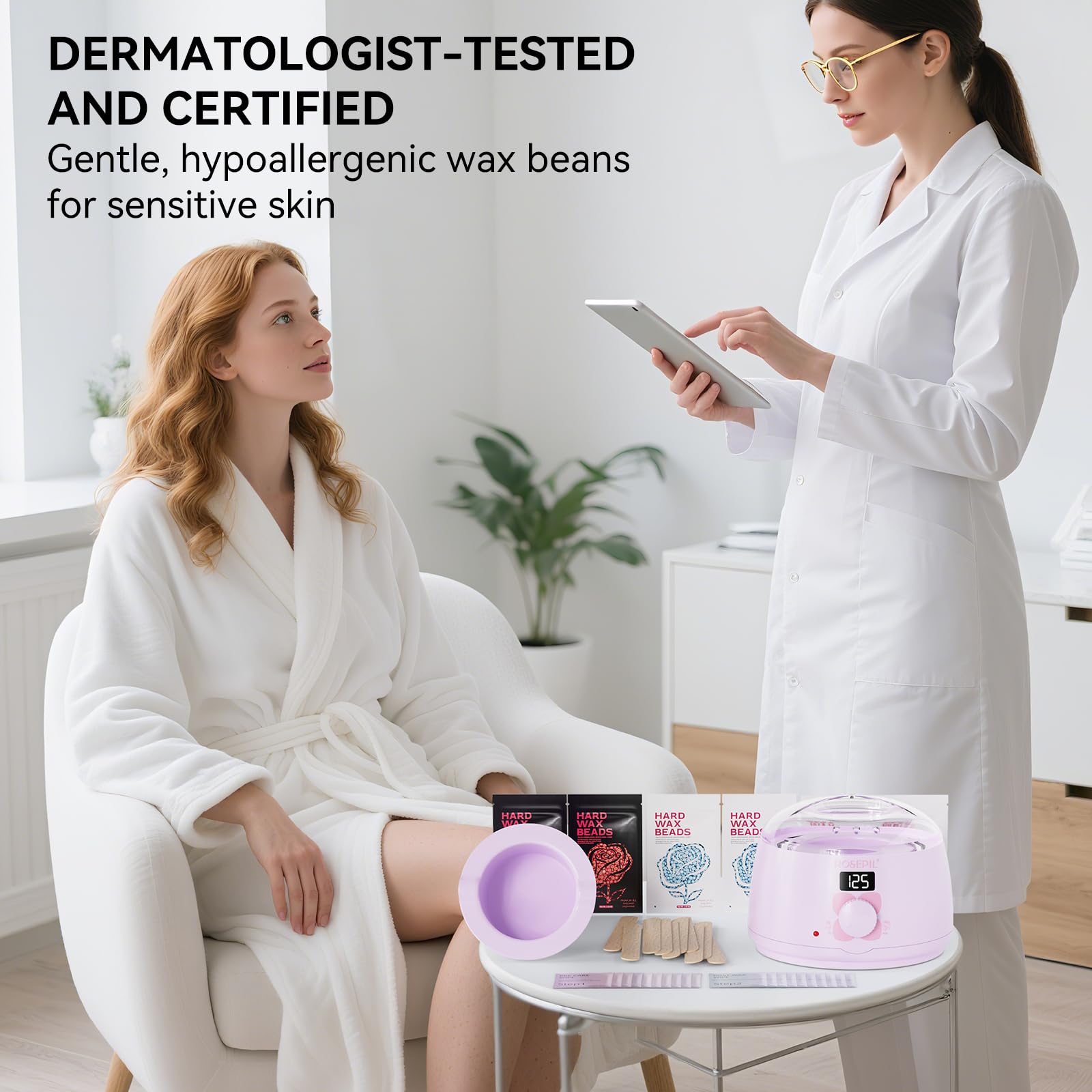 ROSEPIL beginner-friendly home salon kit for convenient waxing.