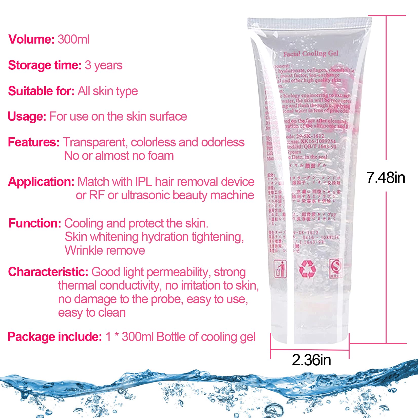 RoseVee cooling gel texture detail shows smooth, easy-to-clean formula.
