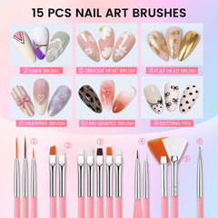 Rosiour 15 Nail Art Brushes for precise lines and flawless details