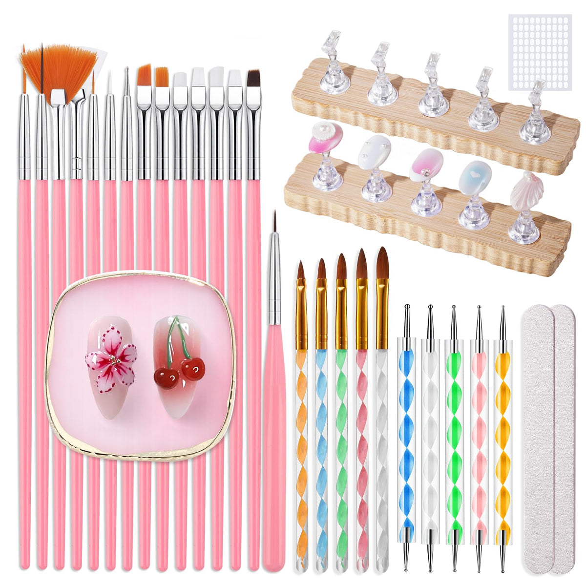 Rosiour 38Pcs Nail Art Brushes Set for versatile gel nail designs