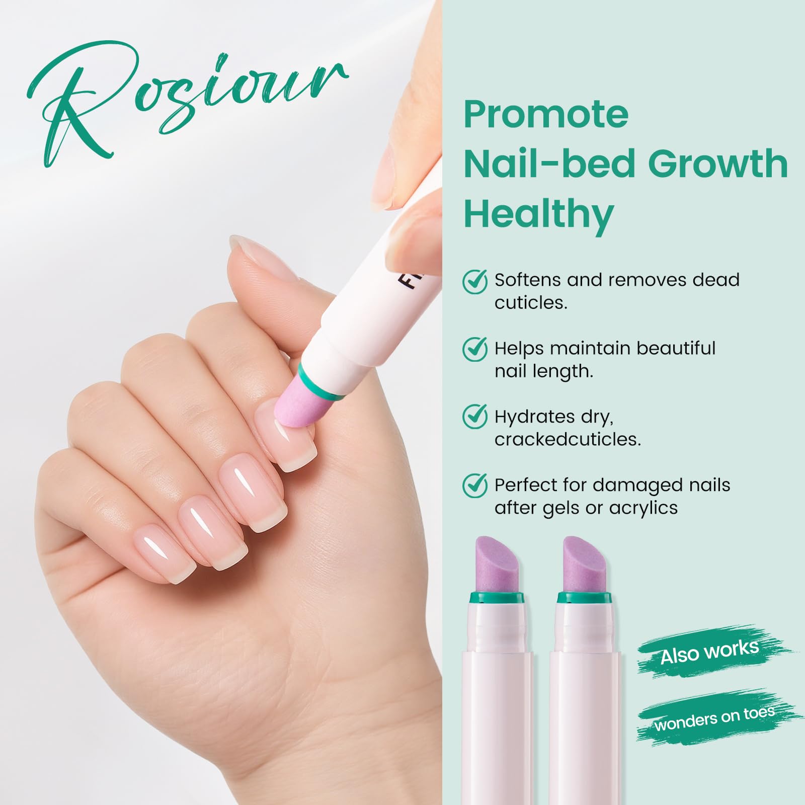Rosiour cuticle pusher during daily routine near bedtime for convenient care