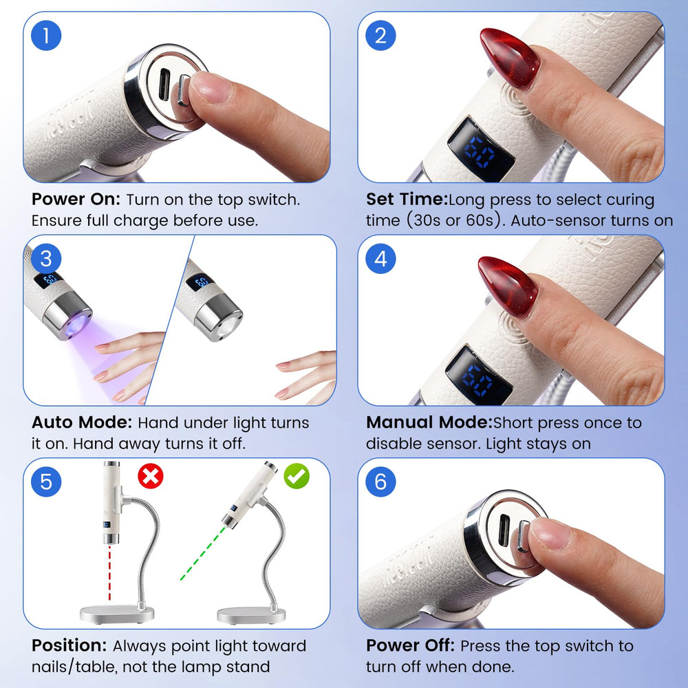 Rosiour Mini UV lamp compact design fits travel kits.