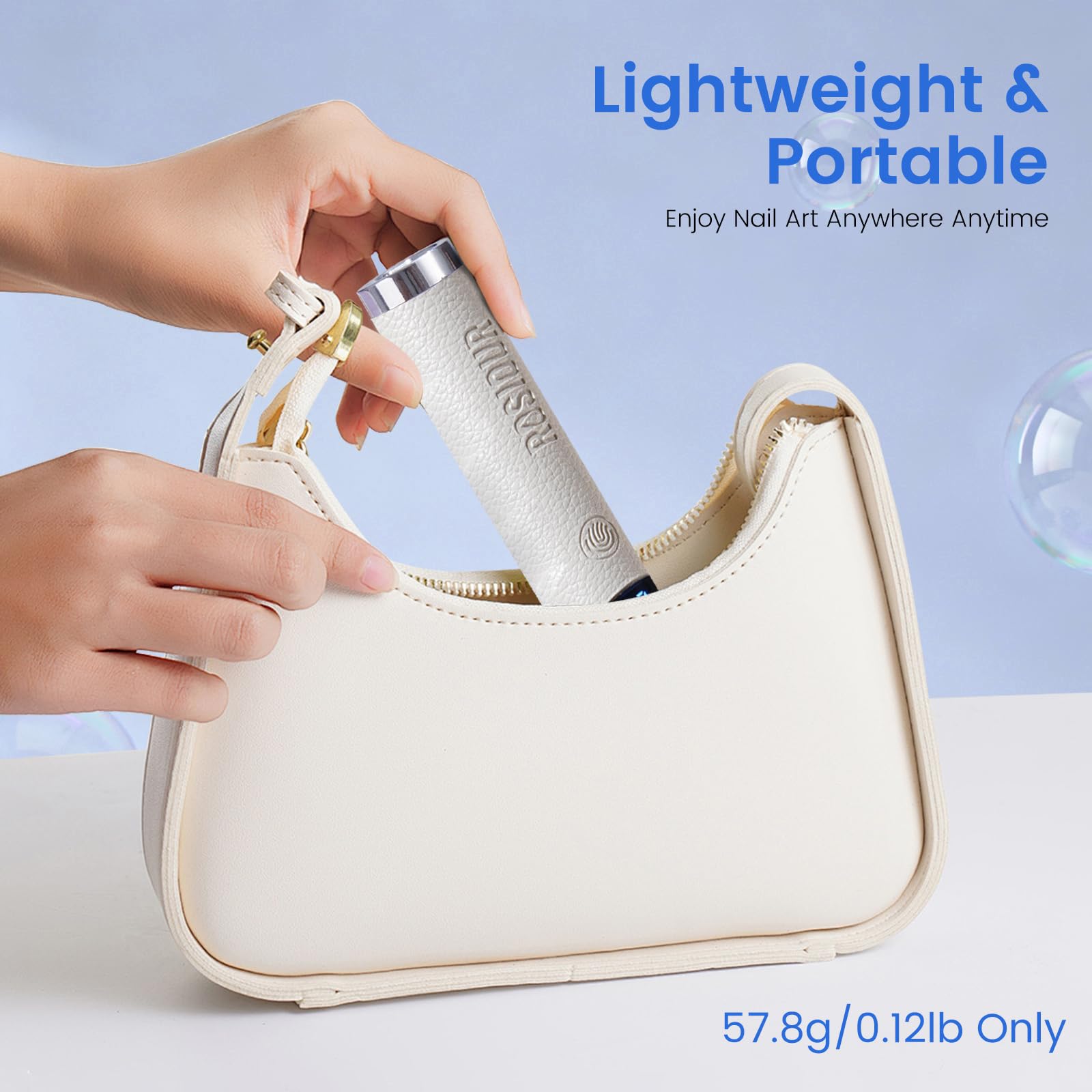 Rosiour Mini UV lamp mobile setup ideal for travel and home use.