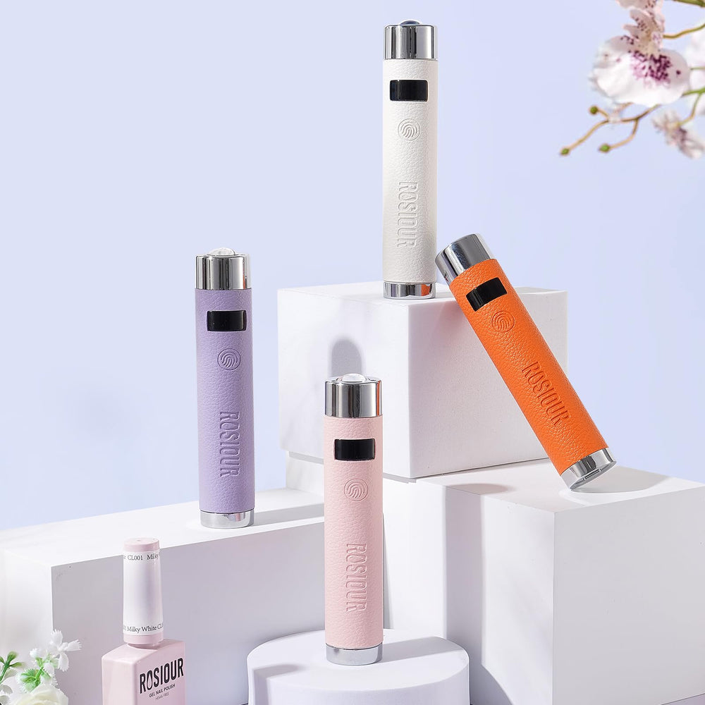 Rosiour Mini UV lamp in sleek white color complements vanity.