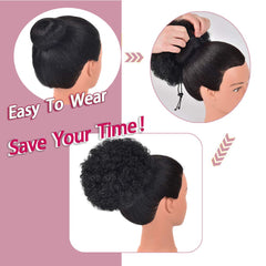 Rosmile Afro Puff ponytail worn on head demonstrates easy wear and secure fit.