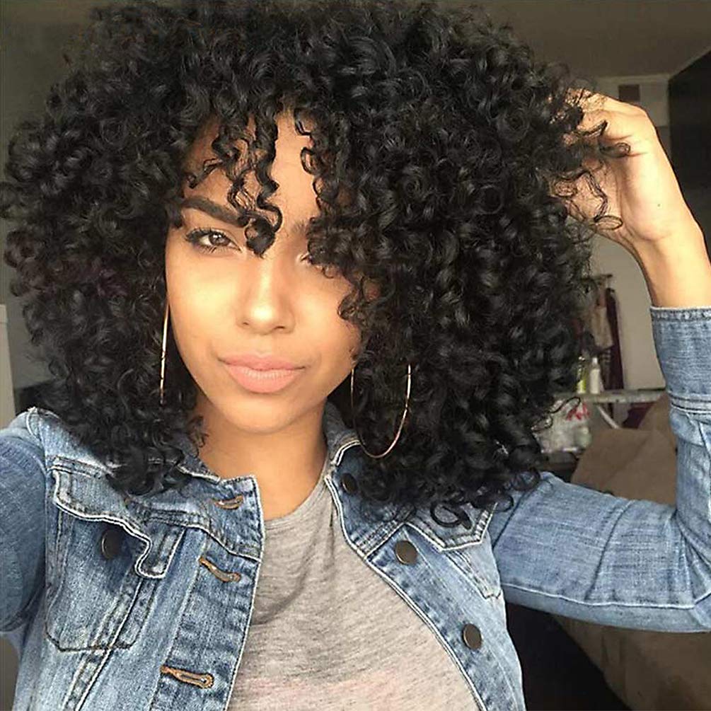 rosmile Curly Wig for Black Women with bangs, easy daily styling and fuller volume.