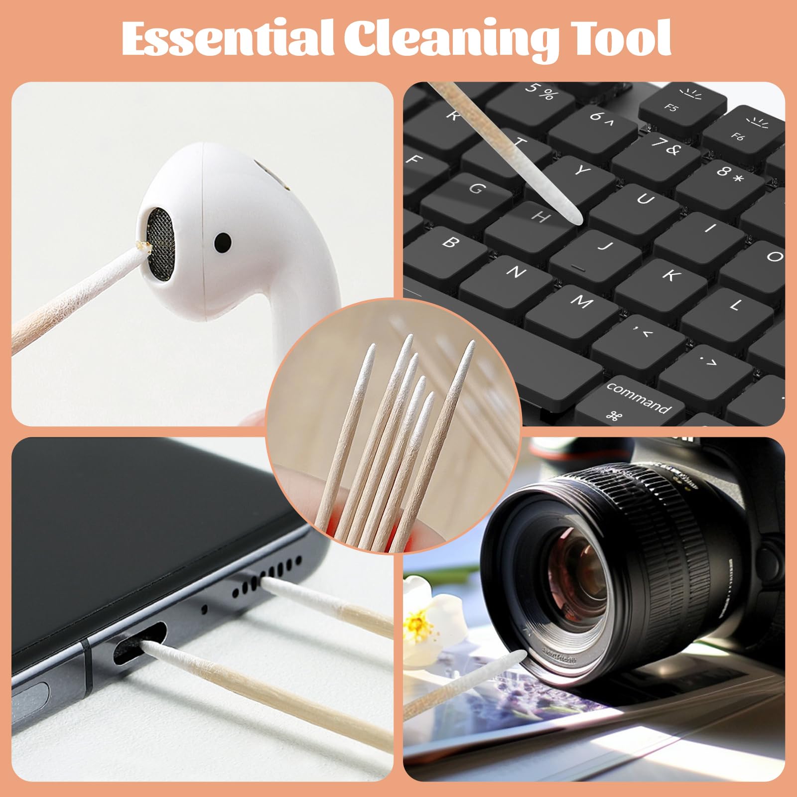 Rouceyxin swabs cleaning tight spots like earbuds and lenses