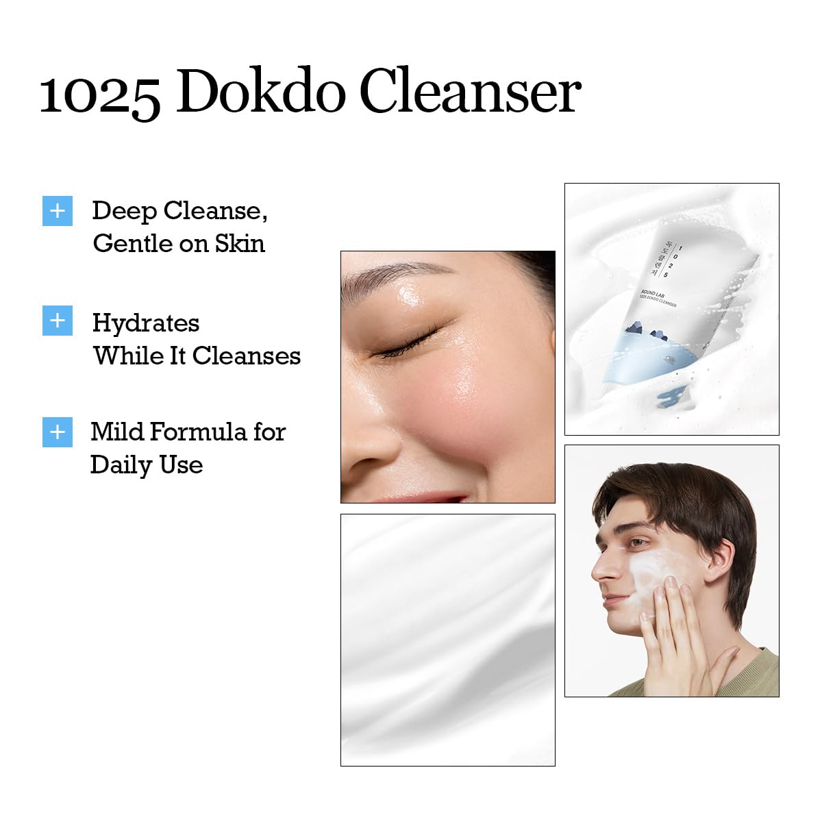 ROUND LAB 1025 Dokdo Limpiador, textura suave, deja la piel fresca tras cada uso.