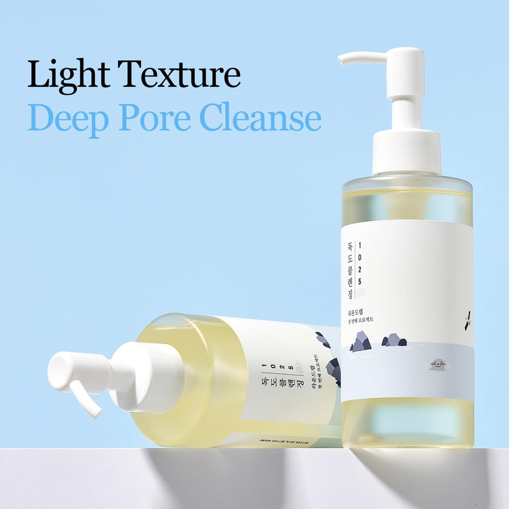 ROUND LAB 1025 Dokdo cleansing oil pour, dissolves makeup gently for a refreshing cleanse
