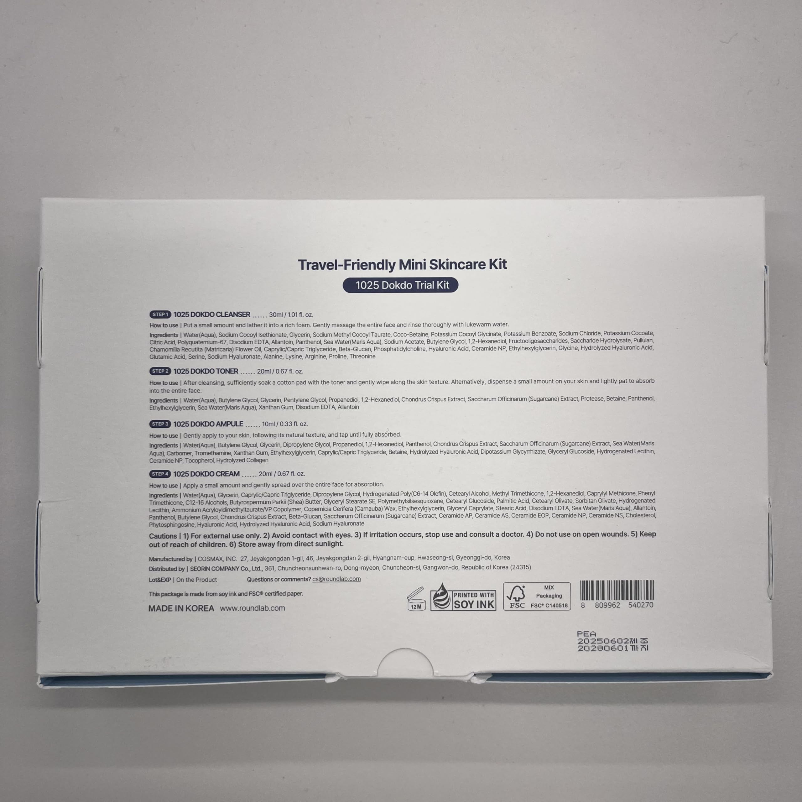 ROUND LAB Dokdo kit mini regalo perfecto para aficionados del cuidado facial