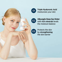 ROUND LAB 1025 Dokdo Loción – aplicación facial suave para calmar la piel tras la limpieza.