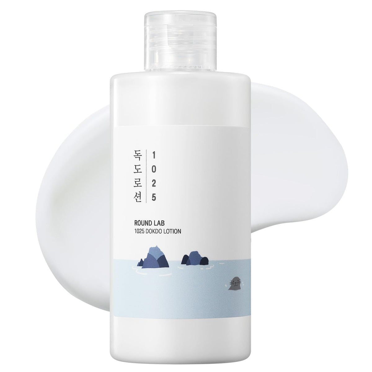 ROUND LAB 1025 Dokdo Loción – botella elegante, hidratación suave para piel sensible, uso diario.