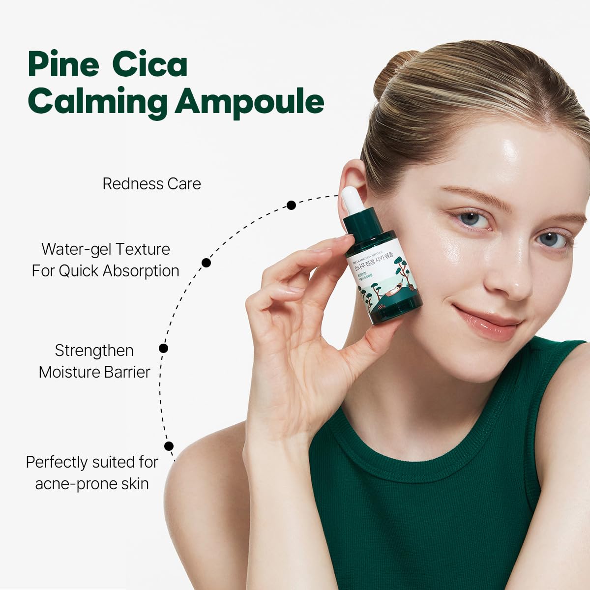 ROUND LAB ampolla pino calmante: aplicación diaria para calmar irritaciones ligeras.