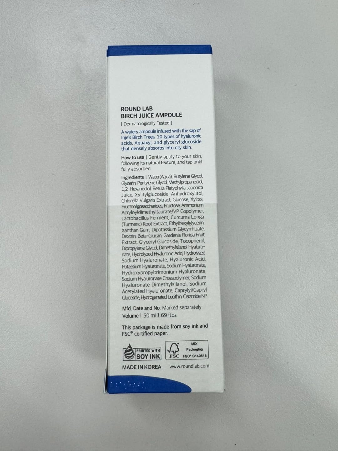 ROUND LAB Birch Juice Ampoule ideal para rutina de capas de cuidado.