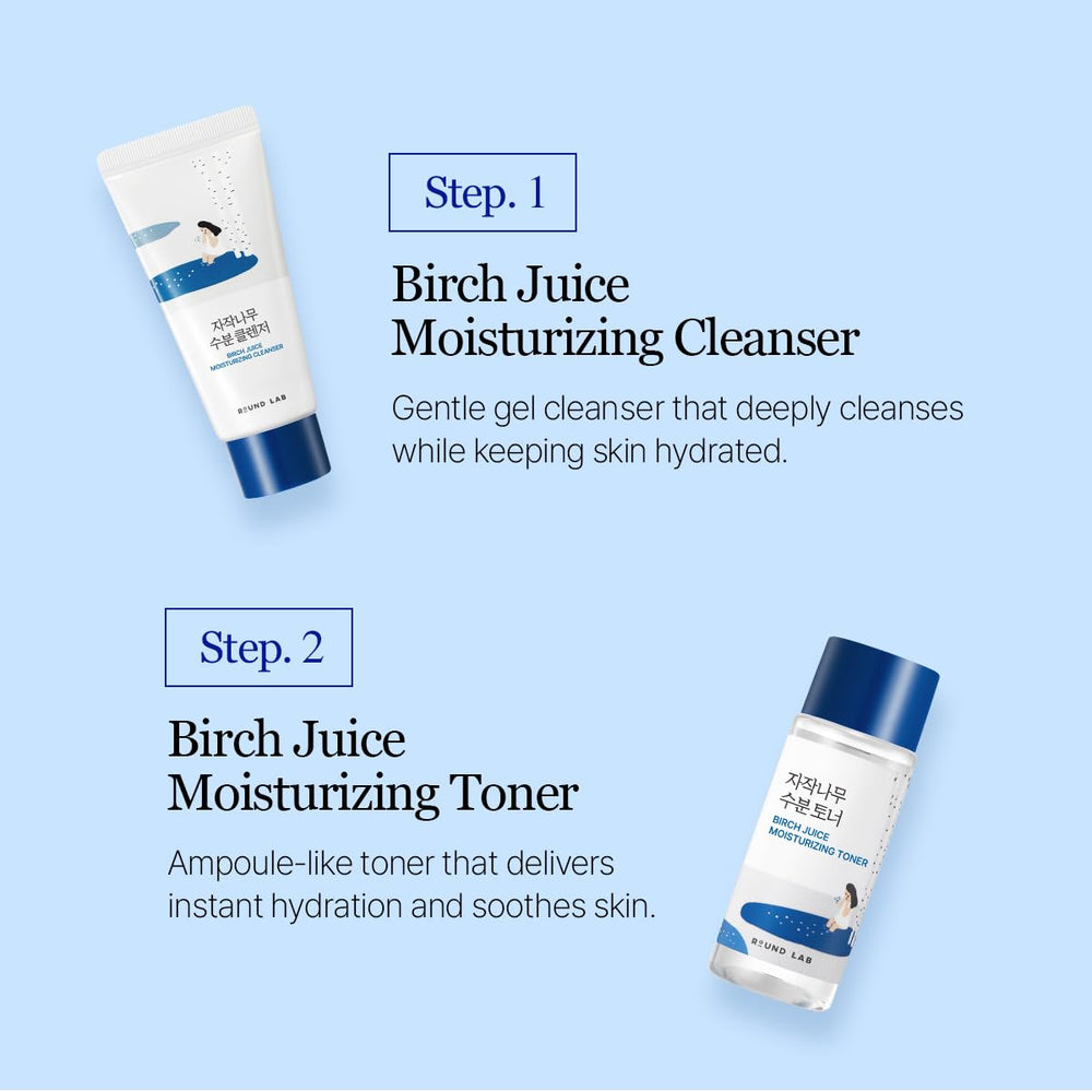 ROUND LAB Birch Juice Crema mini, hidratación suave para piel sensible.