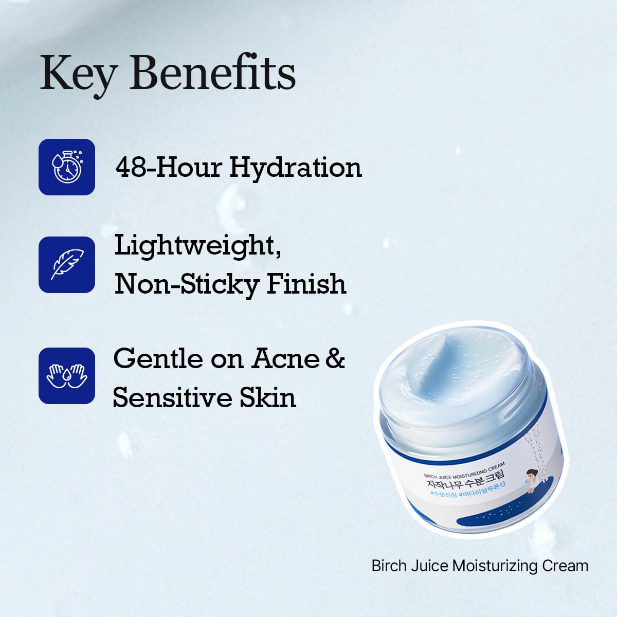 ROUND LAB Birch Juice Cream moisture-capsules burst delivering instant hydration for refreshed skin