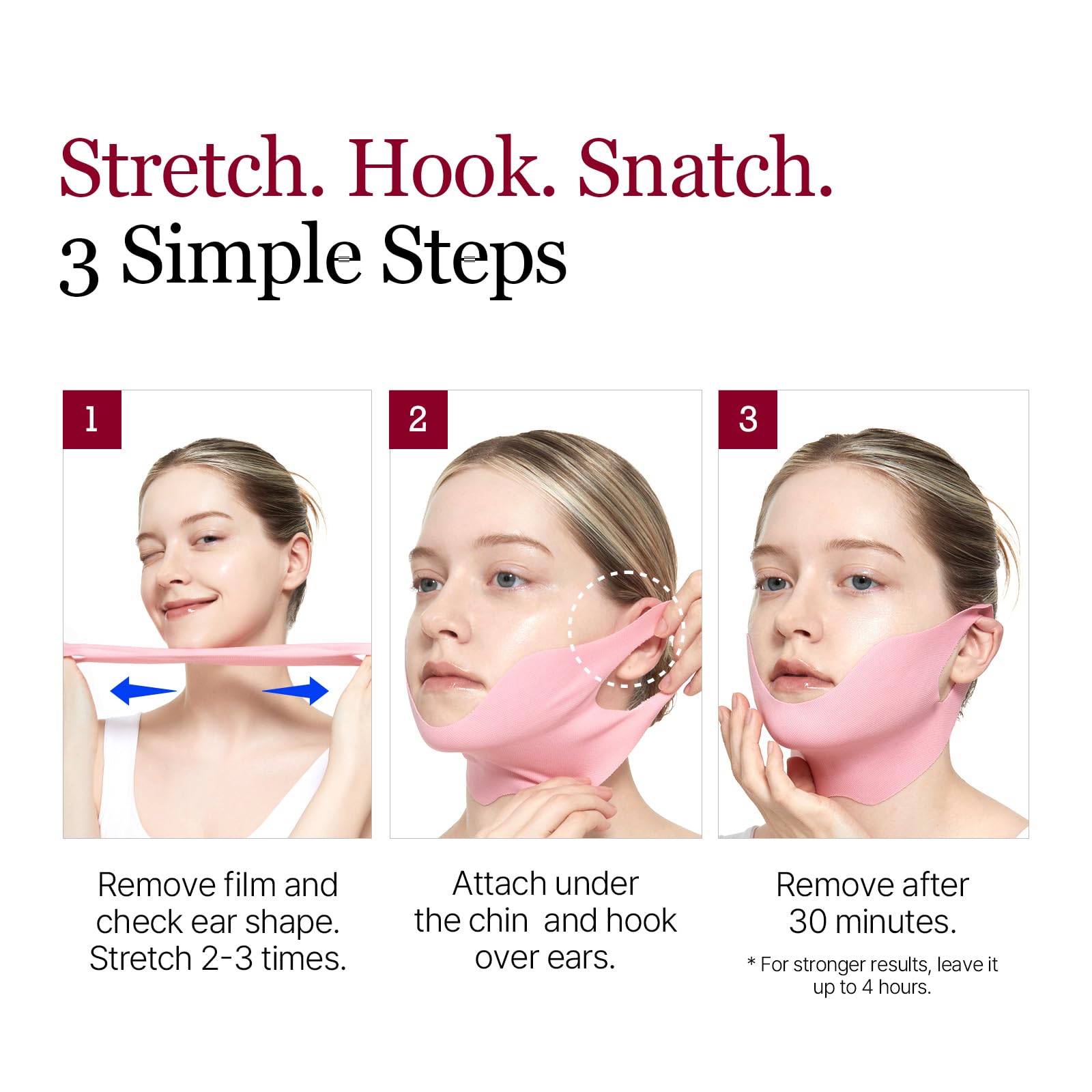 ROUND LAB Camellia Deep Collagen V lifting mask secure, slip-free fit for busy days.