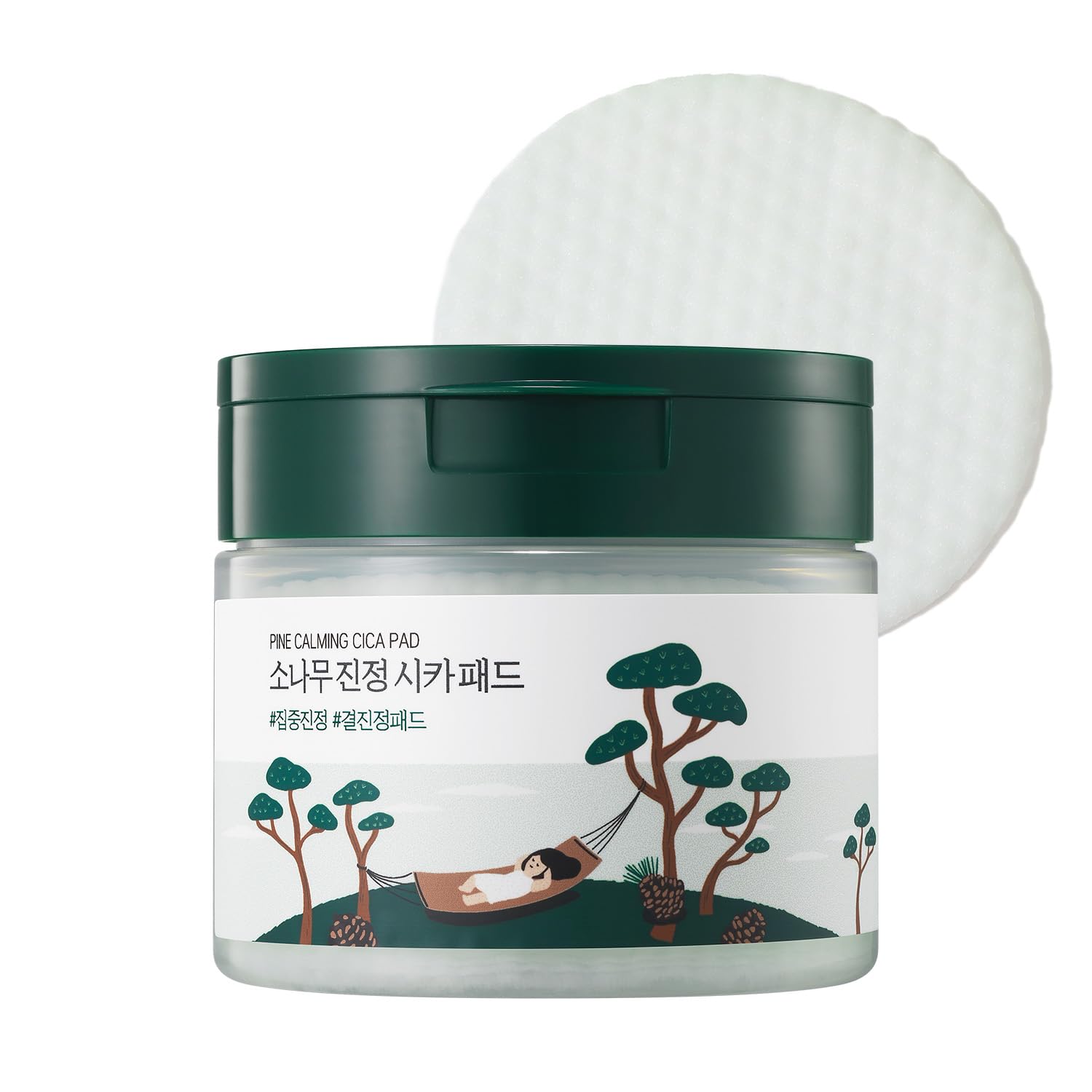 ROUND LAB Pine Calming Cica Pad para alivio suave de irritación.