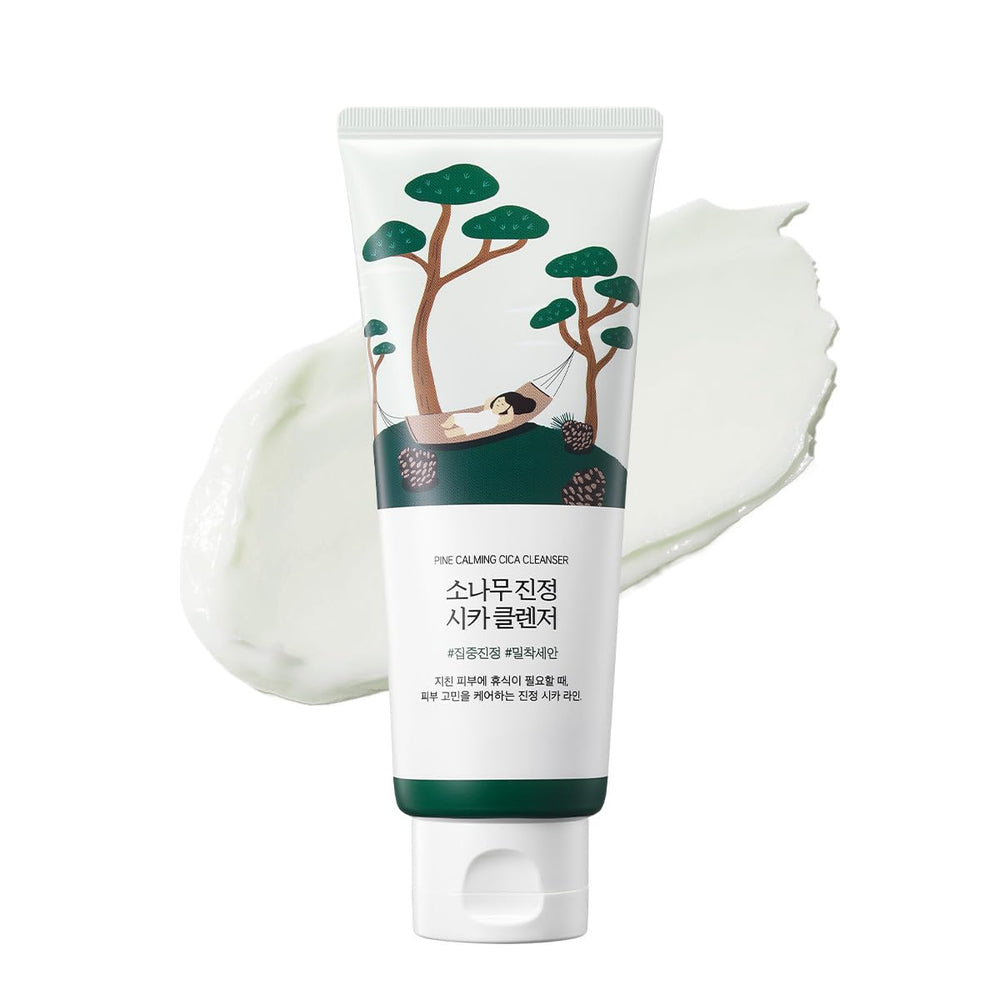 ROUND LAB Pine Calming Cica Cleanser botella en foto, limpieza suave para piel sensible