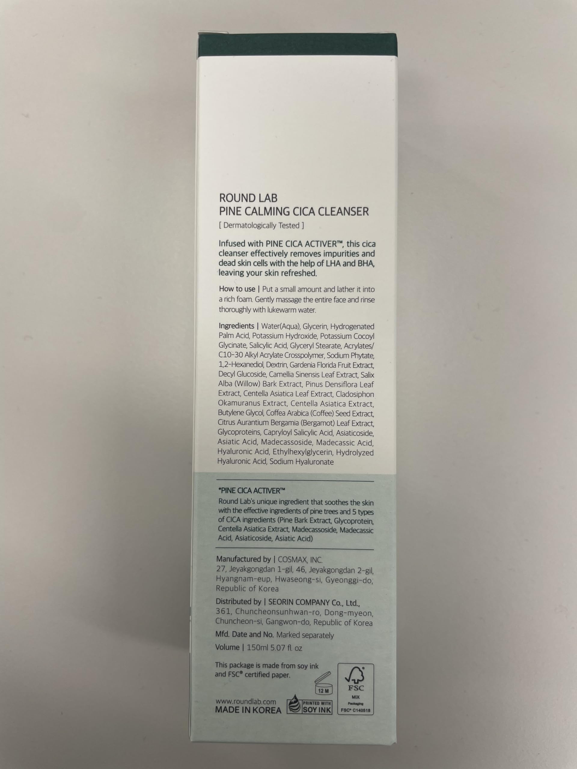 ROUND LAB Pine Calming Cica Cleanser deja sensación de frescura tras lavado