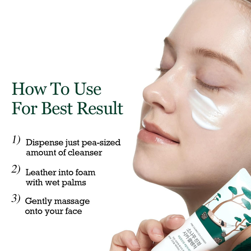 ROUND LAB Pine Calming Cica Cleanser uso diario, ideal para rutina de limpieza