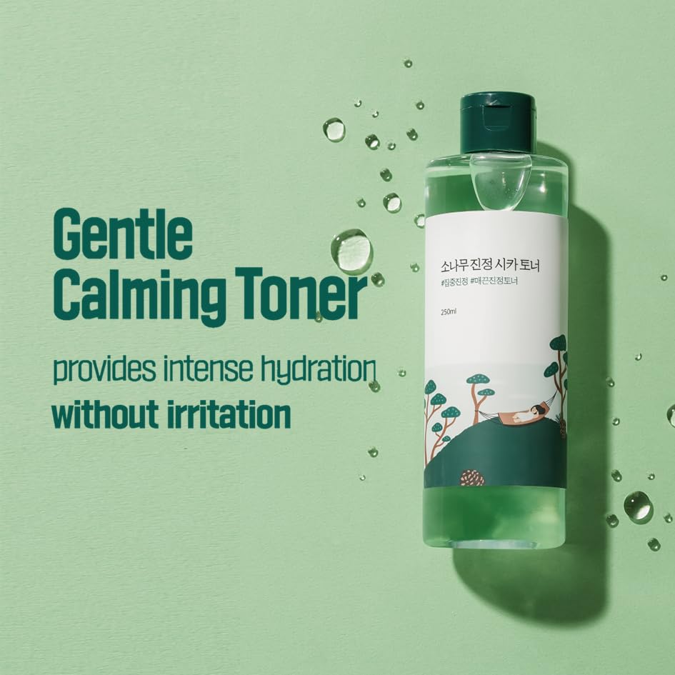 round-lab pine calmin cica toner etiqueta frontal, aspecto claro