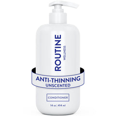Routine Wellness anti-thinning deep conditioner bottle promotes stronger, fuller-looking hair