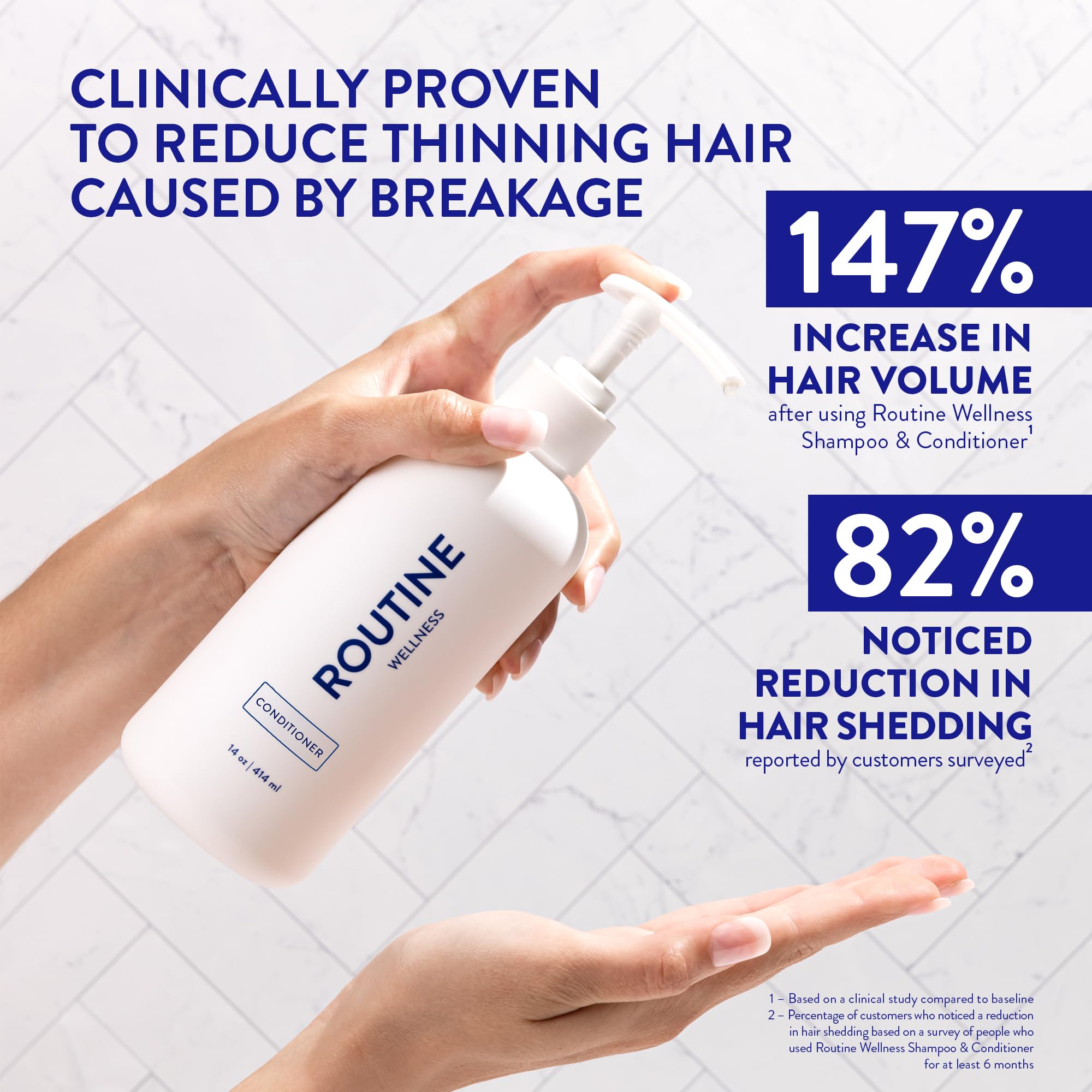 Creamy texture close-up of Routine Wellness conditioner for thinning hair hydration
