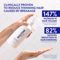 Creamy texture close-up of Routine Wellness conditioner for thinning hair hydration