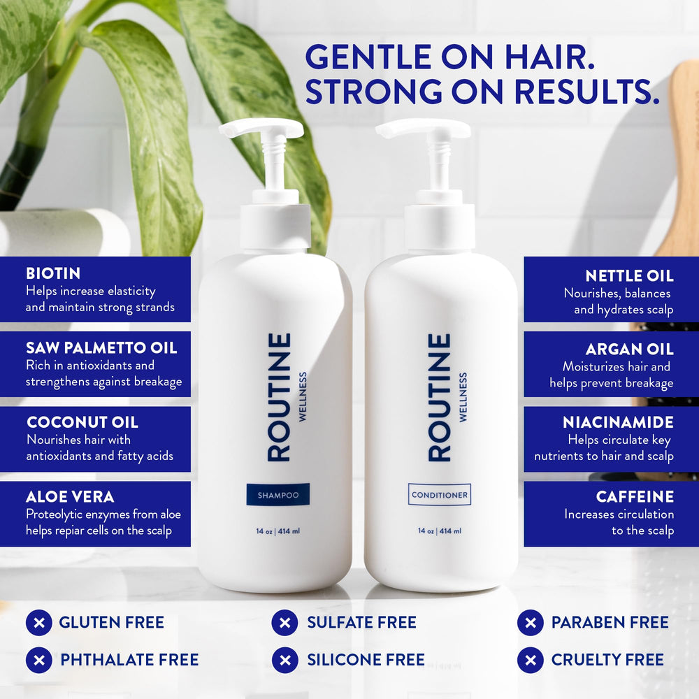 Routine Wellness anti-thinning hair looks fuller after washing.