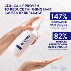 Routine Wellness biotin and DHT blocker ingredients panel for hair support.