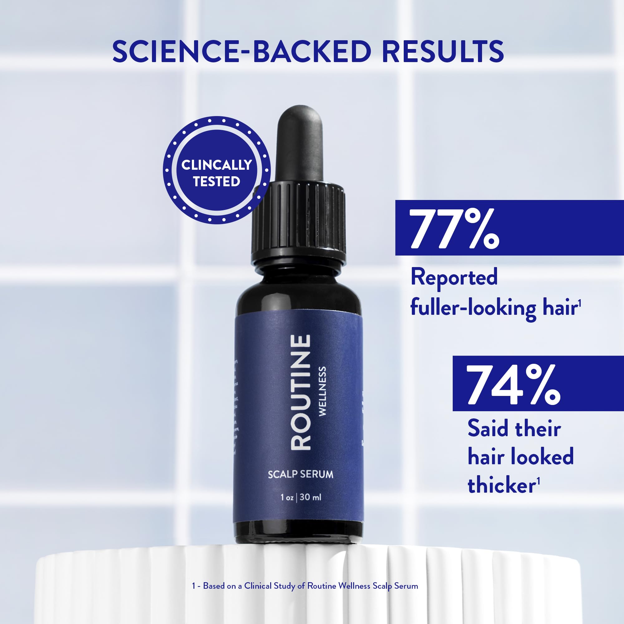 Routine Wellness Scalp Serum cap on bottle, easy daily use