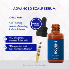 Routine Wellness Scalp Serum texture on palm showing lightweight feel