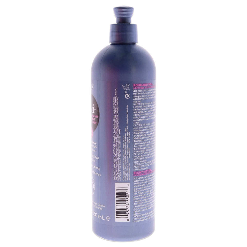 Roux Fanci-Full Rinse Plush Brown 15.2oz bottle showing pour for quick color refresh