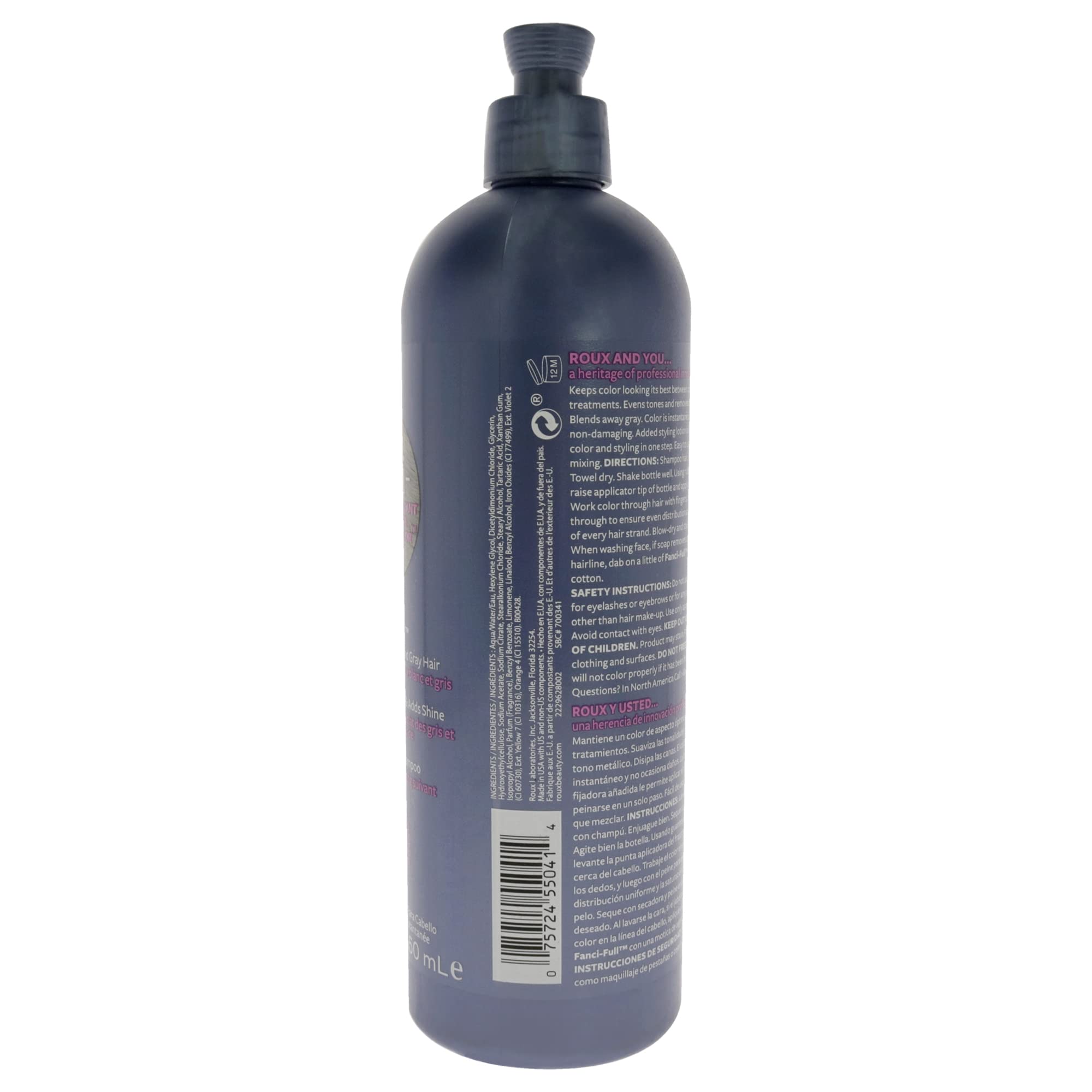 Roux Fanci-Full Rinse True Steel application shows conditioning and smooth color coverage.