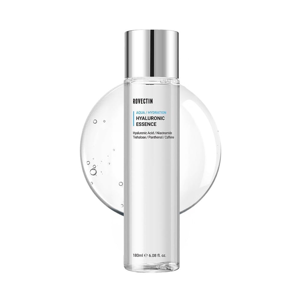 ROVECTIN Aqua Hyaluronic Essence bottle shown for deep hydration and gentle care