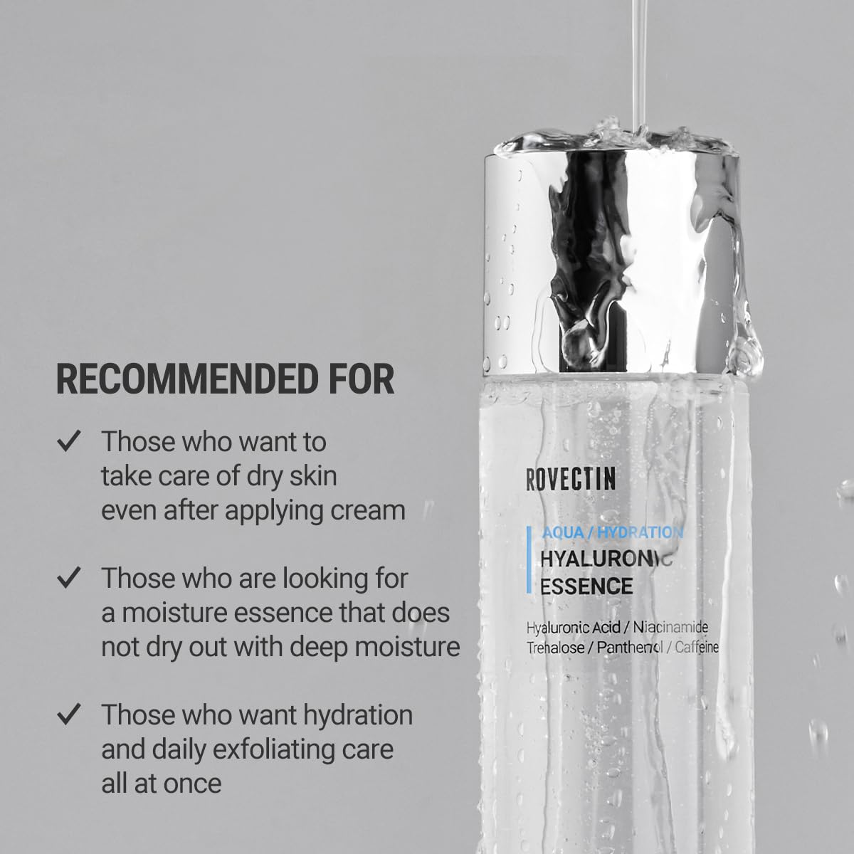 Texture swatch of Rovectin Aqua Hyaluronic Essence showing a lightweight feel