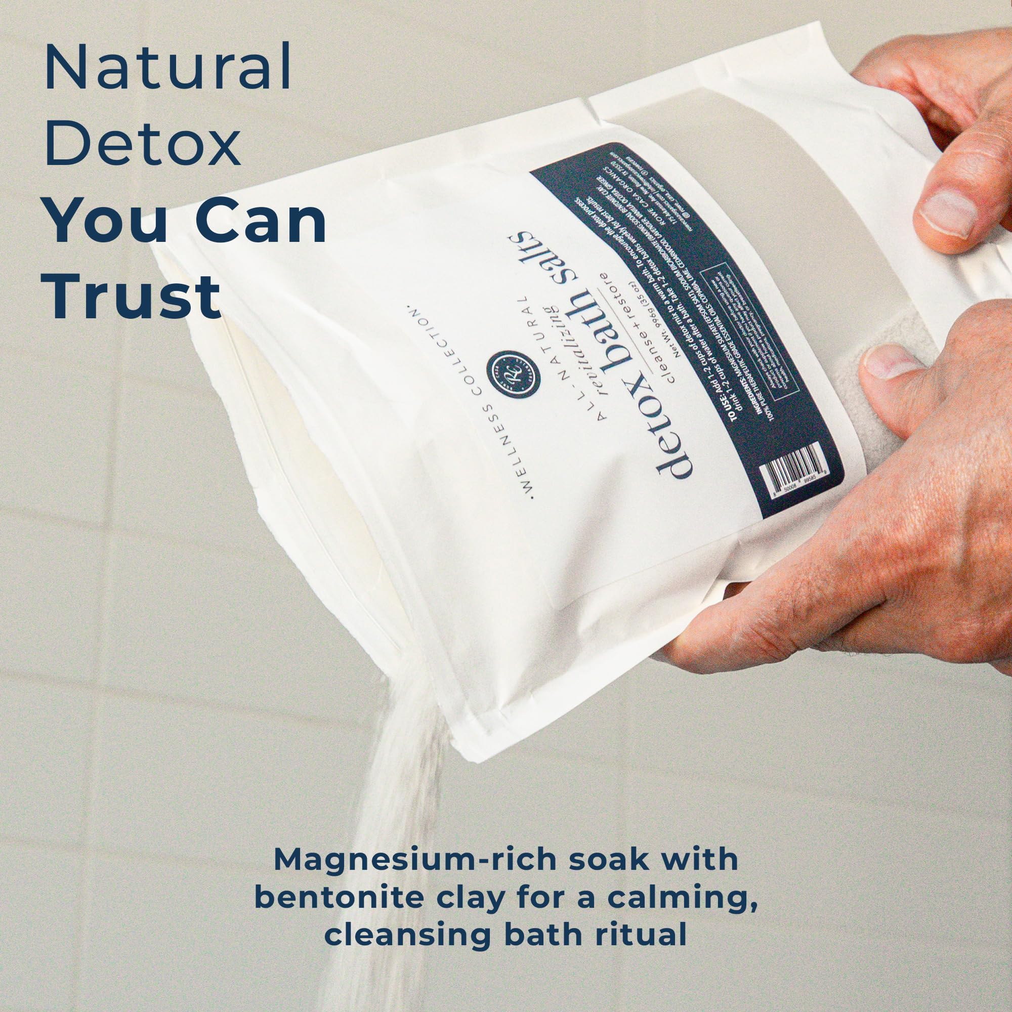 Rowe Casa Organics Detox Bath Salts with essential oils for spa-like relaxation.