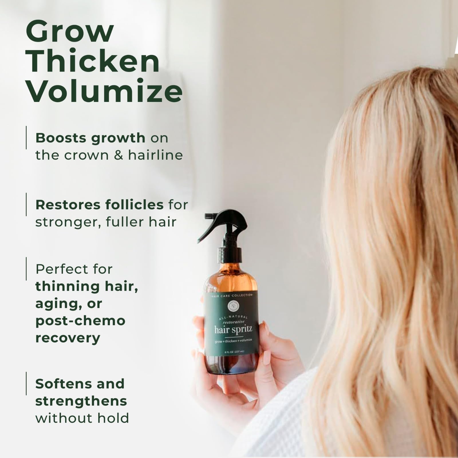 Soft, fuller looking hair with regular use of Rowe Casa Organics spritz