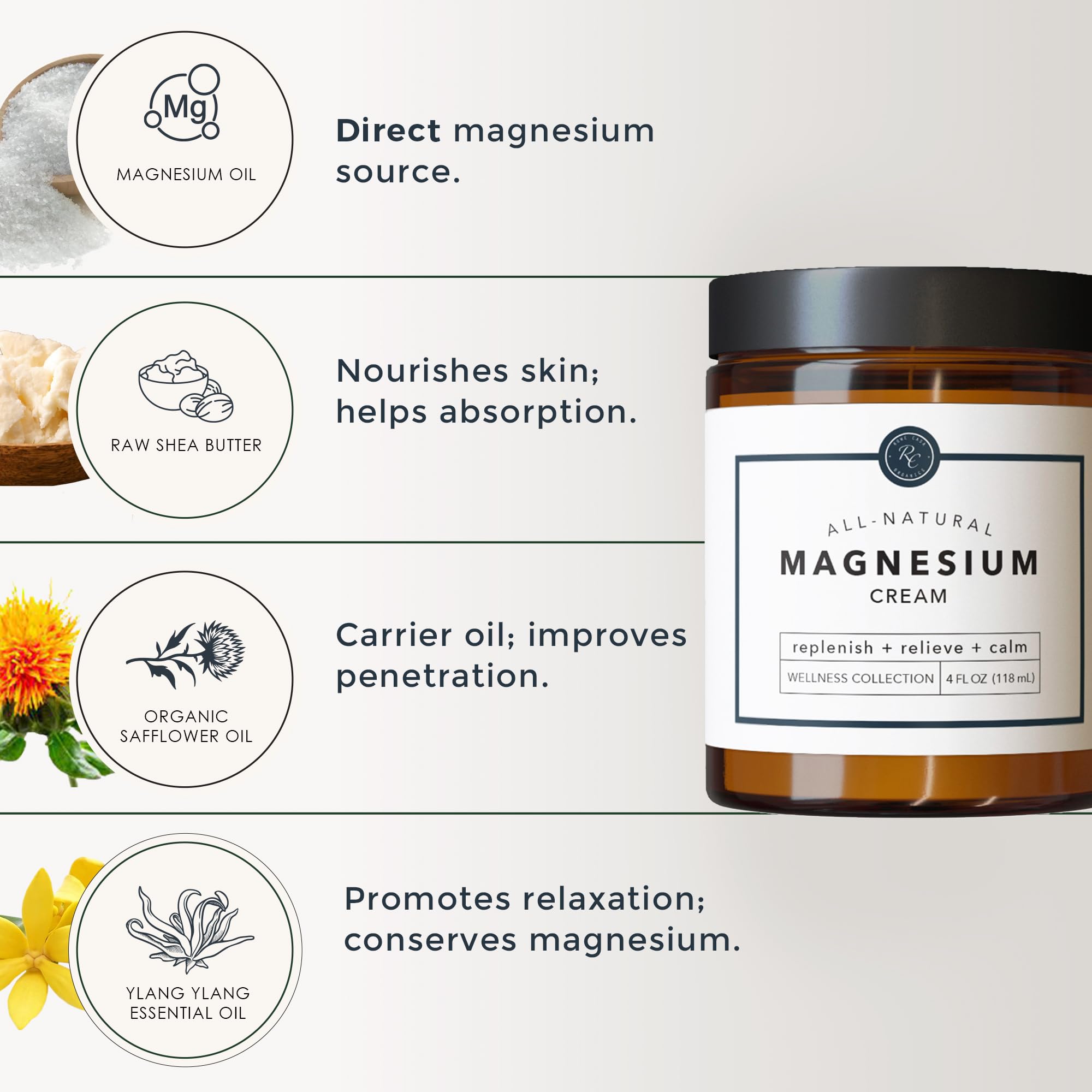 Applying Rowe Casa Organics magnesium cream to leg muscles after activity.