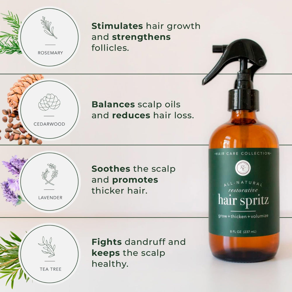 Natural ingredients blend of rosemary tea tree lavender for hair care routine