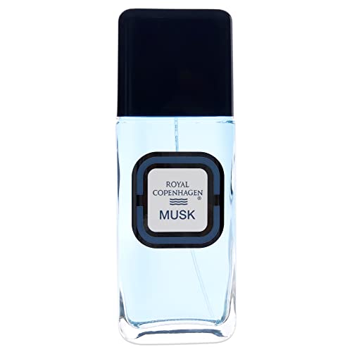 Royal Copenhagen Musk for Men spray application, showing daily use.