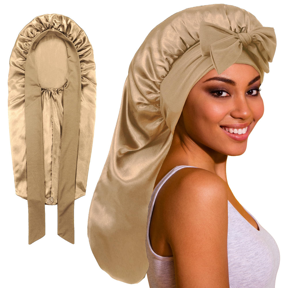 ROYBENS bonete de seda largo para dormir protege el cabello durante la noche.