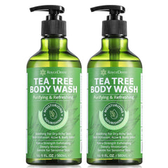 Roycederm antifungal wash tea tree bottle highlights natural cleansing with tea tree oil.