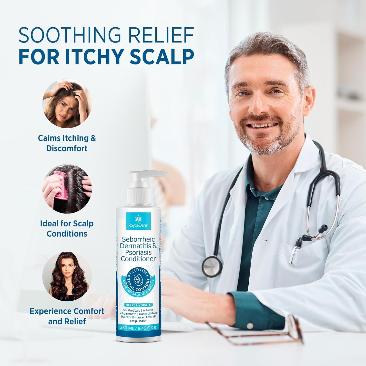 Roycederm acondicionador, masaje cabello: sensación calmante durante la aplicación.