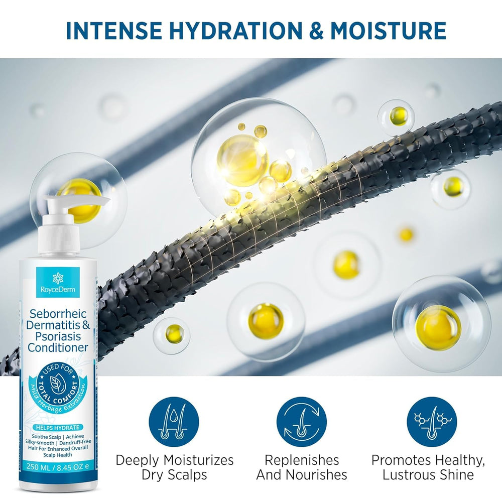 Roycederm acondicionador, rápida absorción: deja sensación fresca en el cabello.