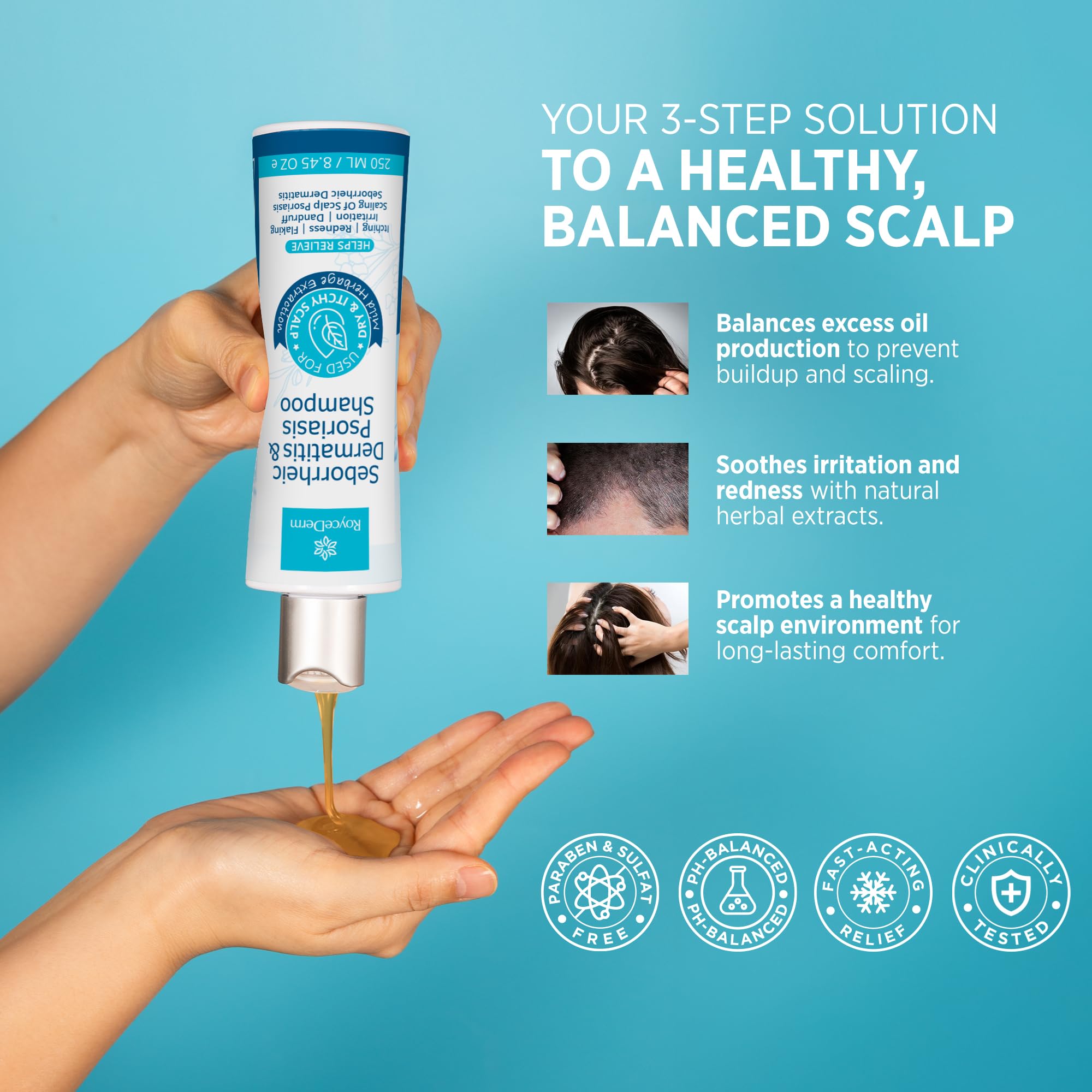 Roycederm herbal extracts ingredients highlights natural soothing components.